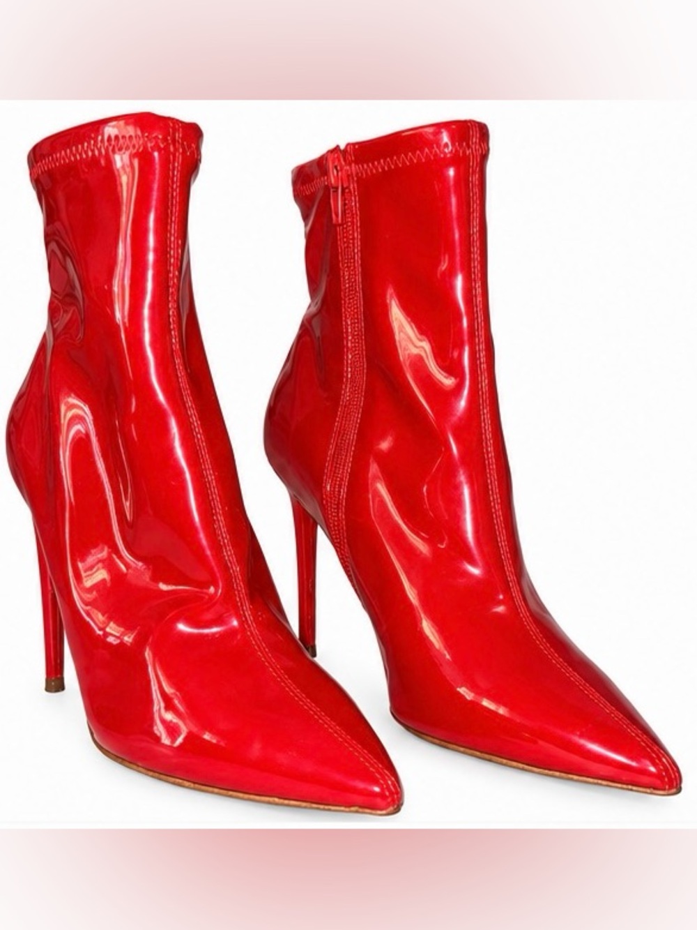 Steve Madden Red Patent Pointed Stiletto Ankle Boots